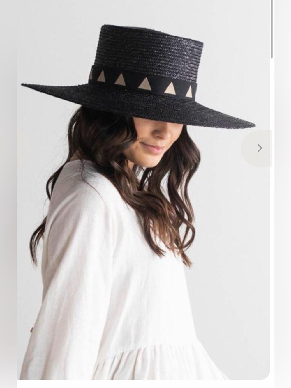 GIGI PIP Black Straw Wide-Brim Hat with Triangle Accent - Picture 7 of 10